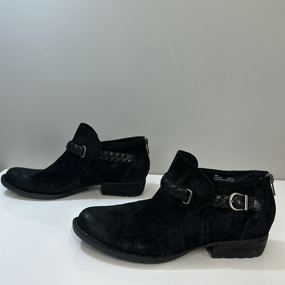 Born Sylvia Black Leather Booties Size 9 - Picture 3 of 16
